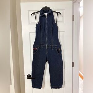 Y2K Baby Phat Denim Sleeveless Jumpsuit Halter Neck Juniors 9